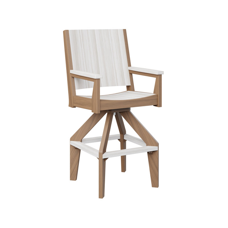 Mayhew Outdoor Bar Stool, Seashell, Antique Mahogany