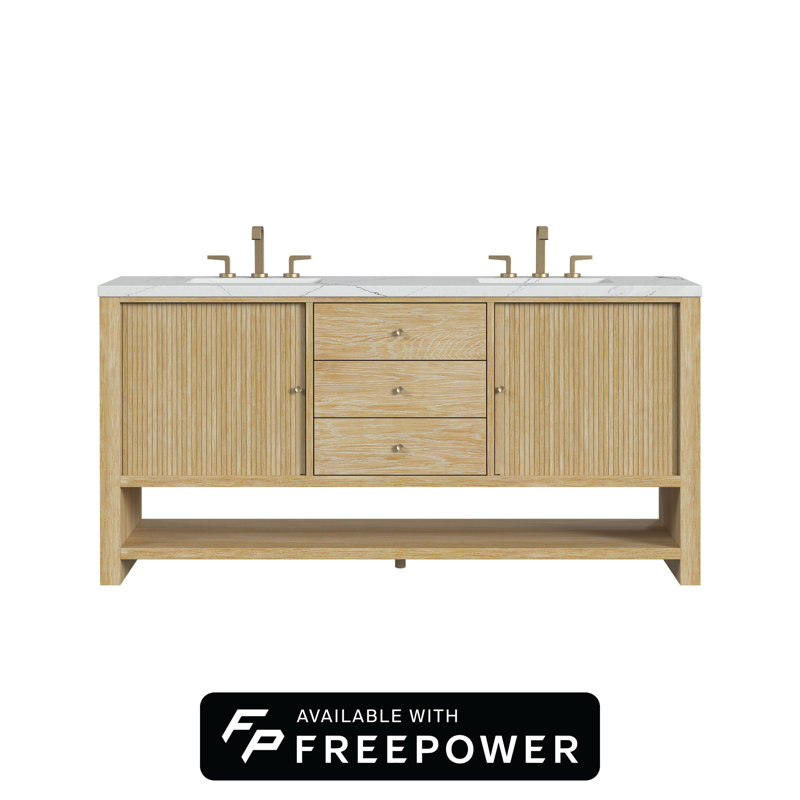 Marigot 72"W Double Vanity W/ Freepower Wireless Charger, Ethereal Noctis