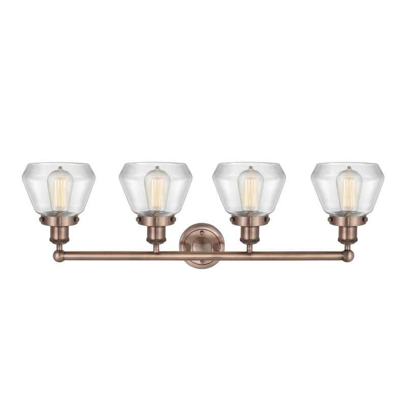 Éclairage de salle de bain 4 lumières à intensité variable Rivka, Blanc mat, Chrome poli
