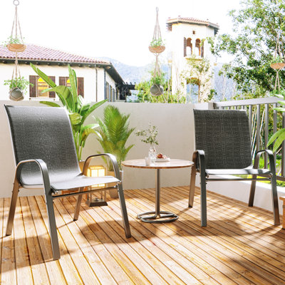 Ensemble de 2 chaises de patio pour l'extérieur, empilables et légères avec structure en polyester et tissu enduit de PVC toutes saisons
