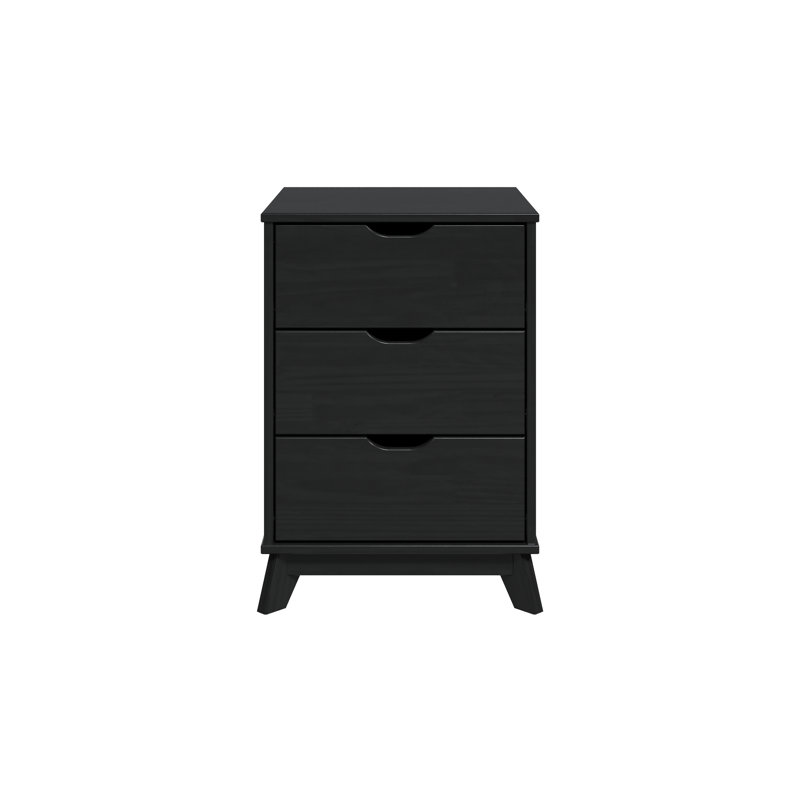 Marialana 19.3'' W Solid Wood Nightstand, Black