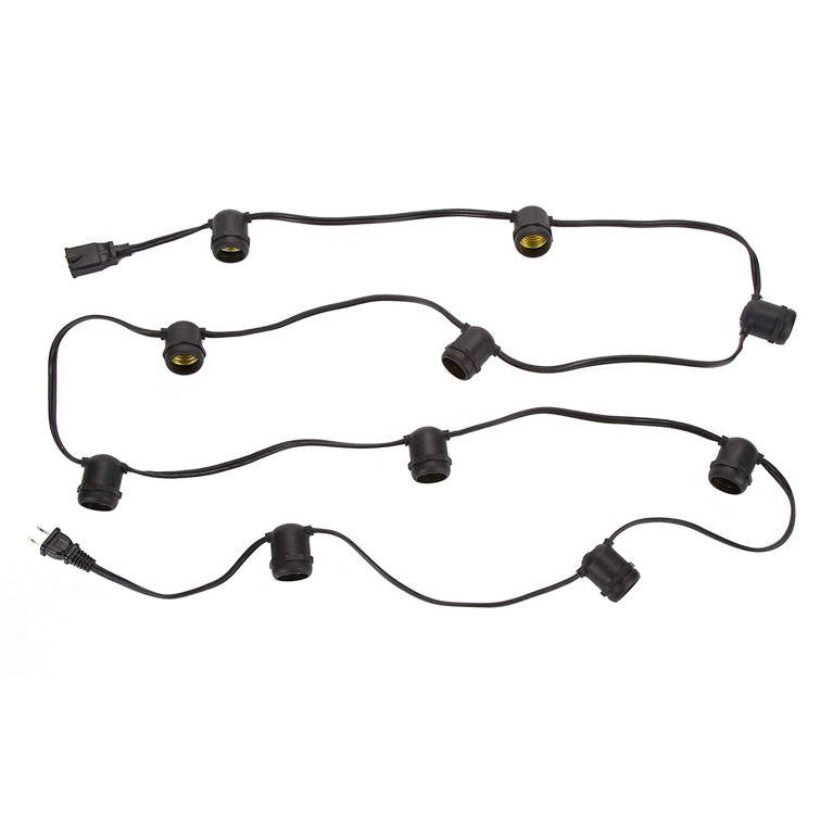 10-Count Cleveland Vintage Lighting Edison Light Bulb Socket Cord Set - 12ft Black Wire