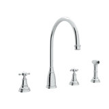 Georgian Era Double Handle Kitchen Faucet With Accessories