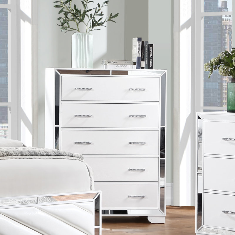 Commode 5 tiroirs Silloth, Blanc