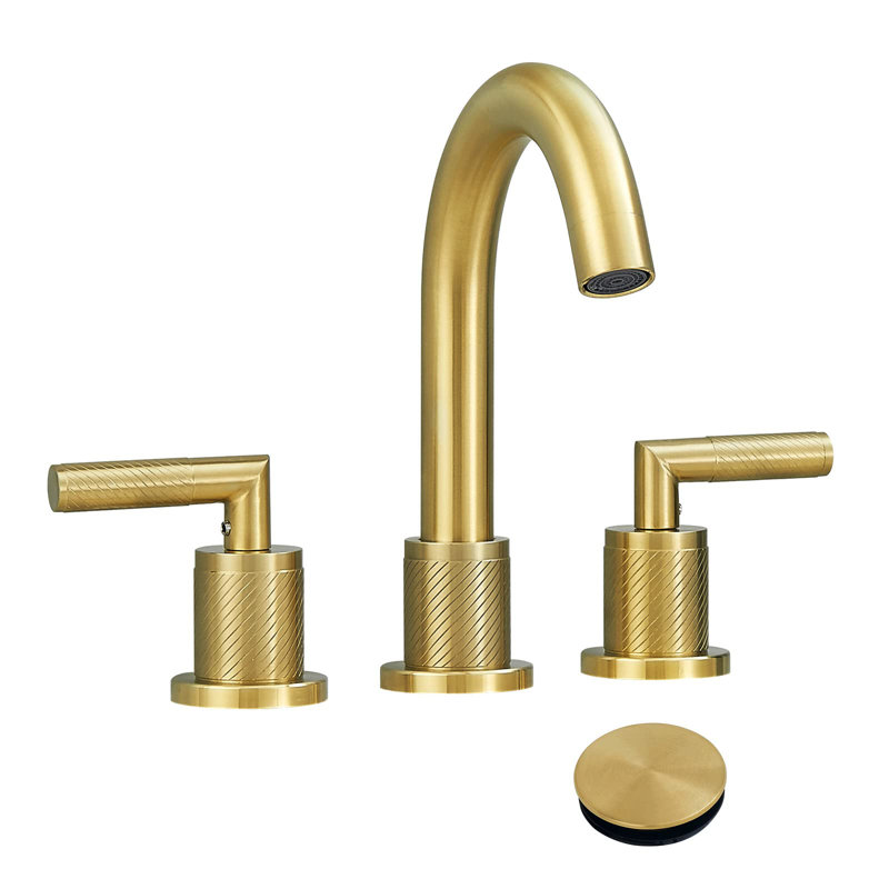 Robinet de salle de bain espacé Topcraft avec ensemble de bonde, Or brossé