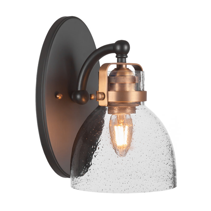 Chavtika Wall Sconce Shown With 6" Glass, Matte Black/Brass, Seedy