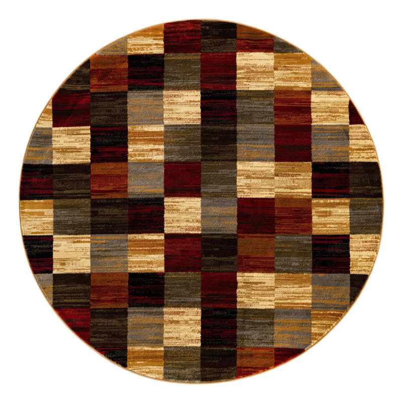 Adetomiwa Performance Abstract Indoor Rug, Round 6'1"