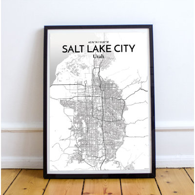 Salt Lake City Map - No Frame Print