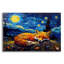 «The Starry Fox Dreamer» par Dean Russo, art mural en verre acrylique, 36 po x 24 po-100337996