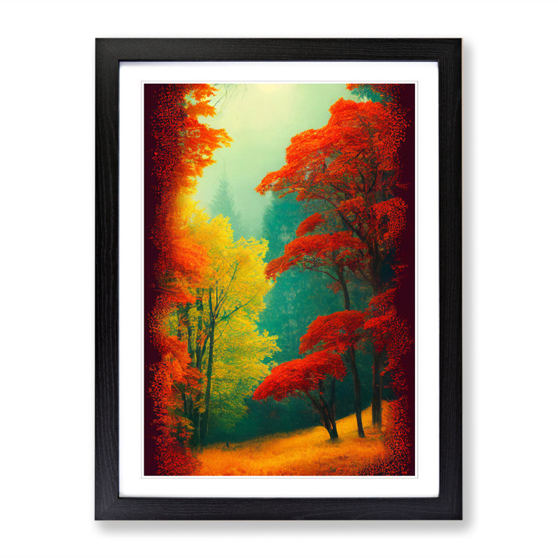 Autumn Forest Landscape Vol.2 - Single Picture Frame Print, Black Framed, 64cm H x 46cm W