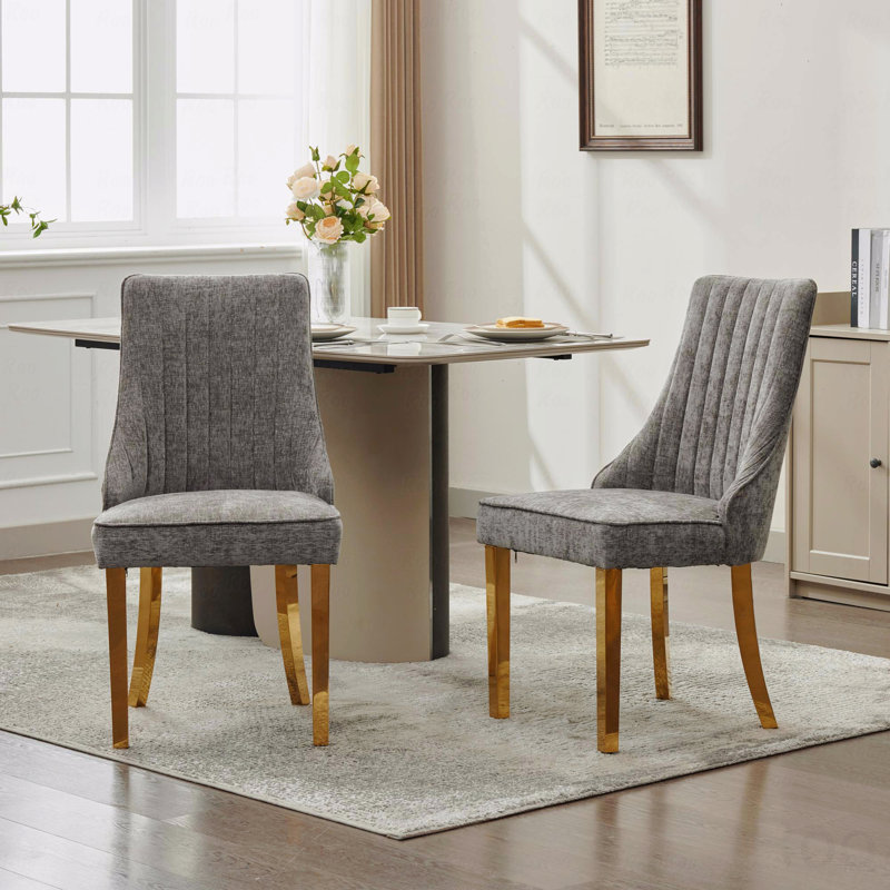 Chaise d'appoint Chenille, Gris, Doré