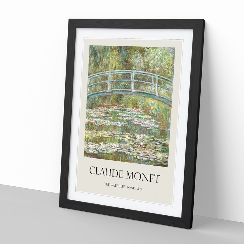 The Japanese Footbridge Vol.1 by Claude Monet - Picture Frame Painting, 36cm H x 27cm W x 2cm D, Black Framed