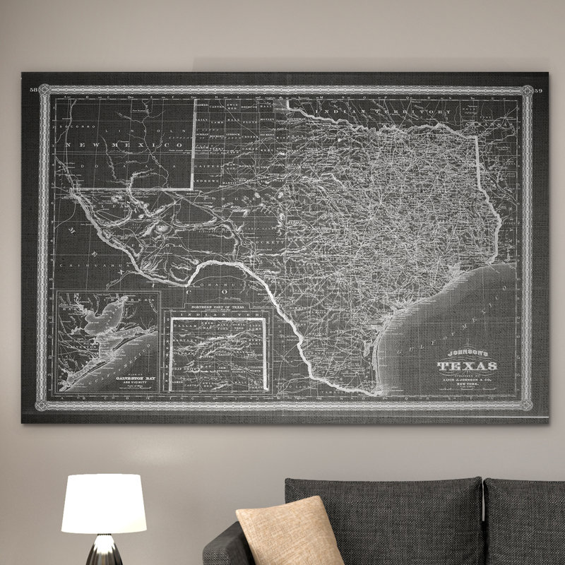 " Vintage Map Texas ", 16" H x 20" W x 1.5" D