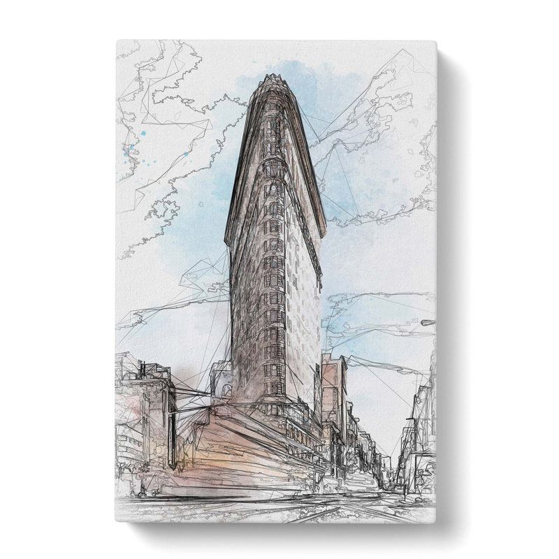 Flatiron Building In New York In Abstract - Wrapped Canvas Print, 76cm H x 50cm W x 3cm D