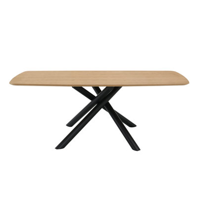 Lawton Natural & Black Finish Dining Table