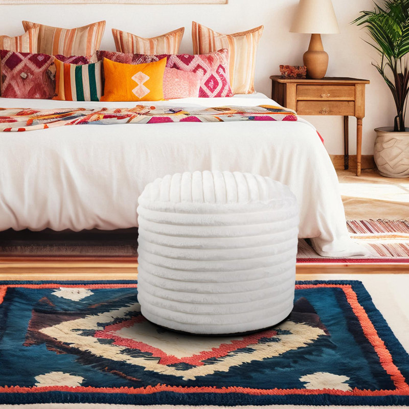 Pouf Campblin haut Shar Pei blanc, Polyester blanc