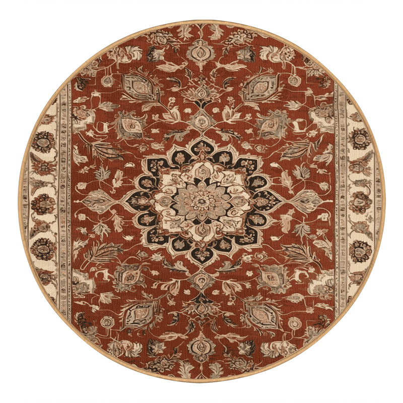 Tapis brun lavable à la machine, Rond 7 pi