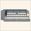 Lit plateforme en bois avec tablettes de rangement, tiroirs, station de charge et tête de lit tapissier-369343307-369343306