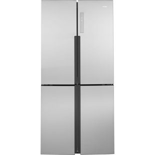 Slim (loft-style) stainless steel refrigerator. European-styled
