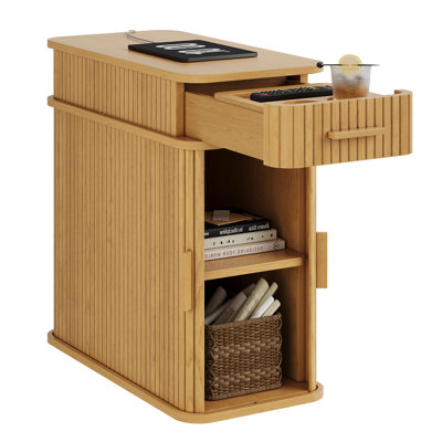 End Table with Storage and Charging Station