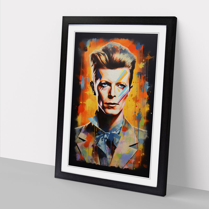 David Bowie Contemporary - Single Picture Frame Print on Wood, Black Framed, 46cm H x 34cm W
