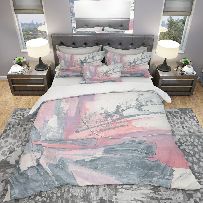 Ensemble de housse de couette Shabby Elegance Dirty Shabby Pink Blush I - microfibre de polyester, Twin Duvet Cover + 2 Shams