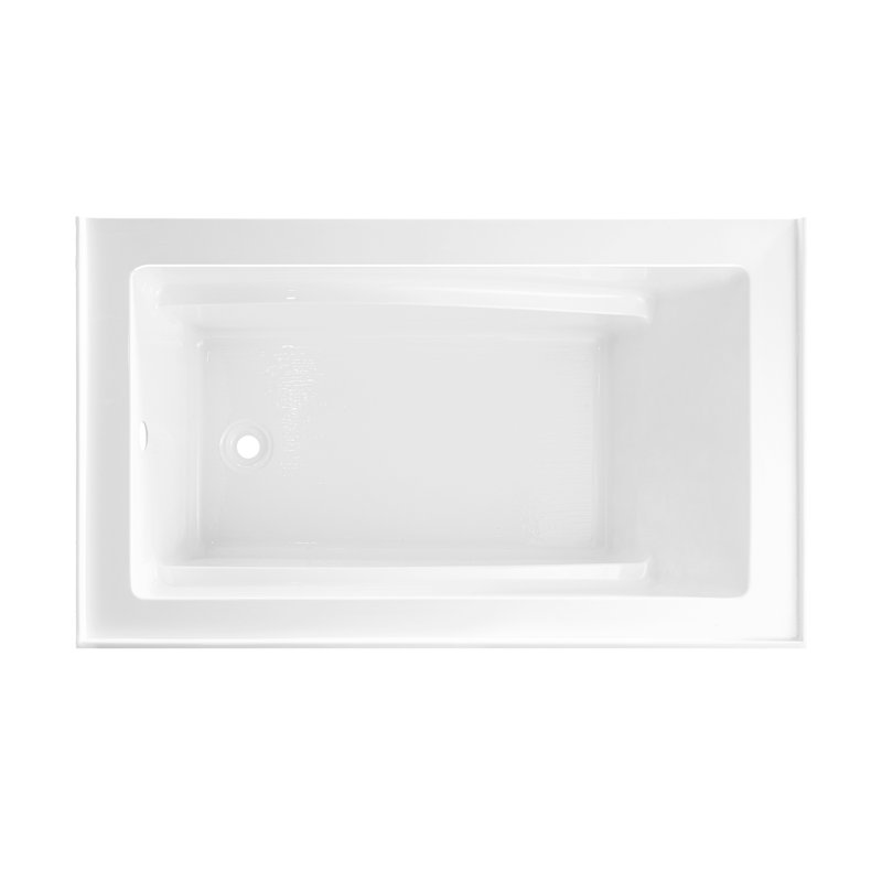 Kingston Brass Aqua Eden 54-Inch Acrylic Rectangular 3-Wall Alcove Tub, Hand Drain and Anti-Skid Surface, Left