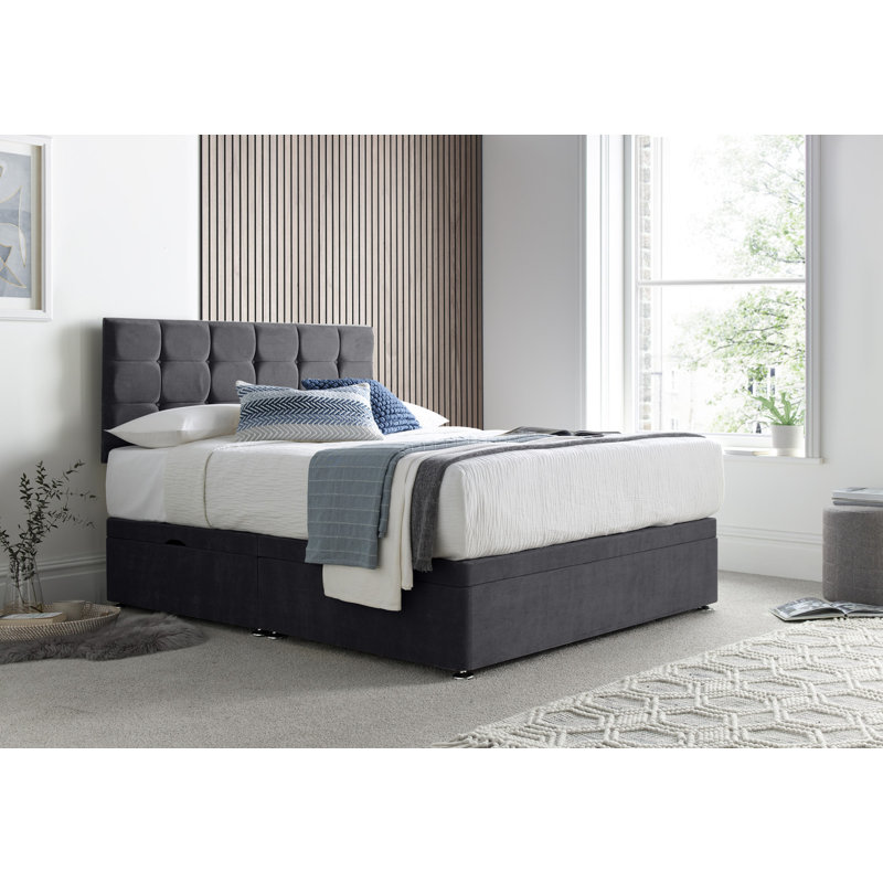 Cube Naple Divan Side Lift with 24" Headboard on Struts, Double (4'6), Black