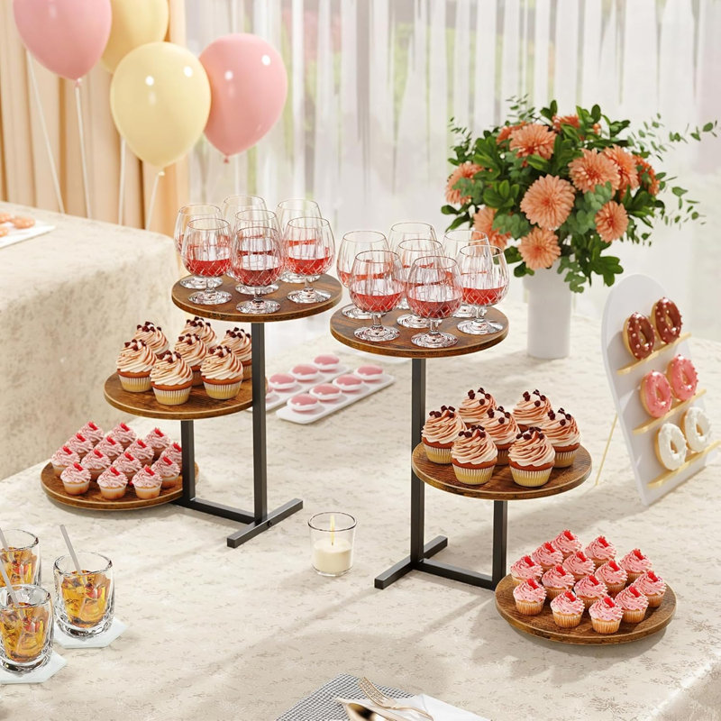 3 Tier Cupcake Tower Stand, Wooden Desert Tiered Tray Stands For Dessert Table Display Set For Party Afternoon Tea Wedding Birthday (2 Pack)，dark Brown