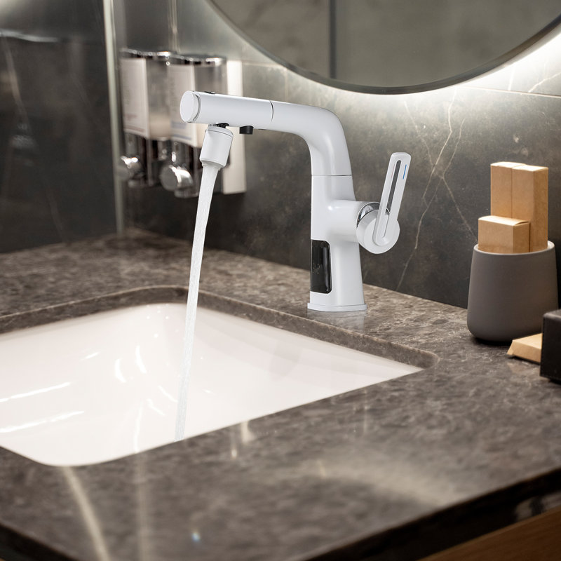 Robinet de salle de bain à un trou, Blanc