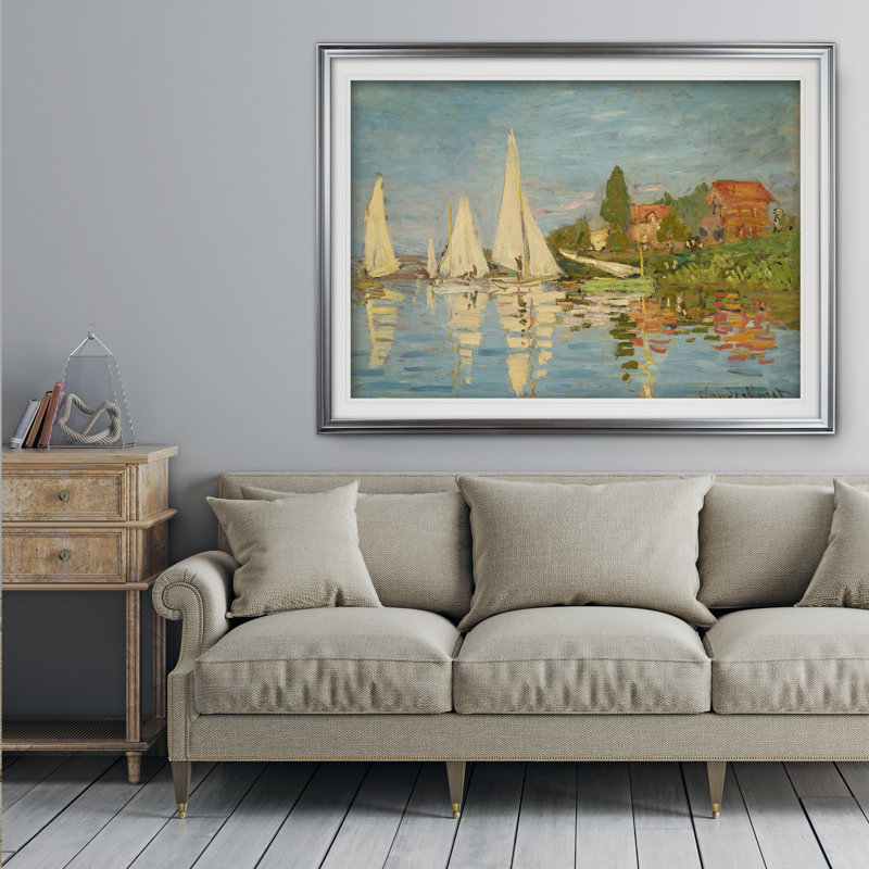 «Regatta at Argenteuil» par Claude Monet, reproduction de peinture à l'huile, H 24 po x l 32 po x P 1,5 po, Cadre argenté