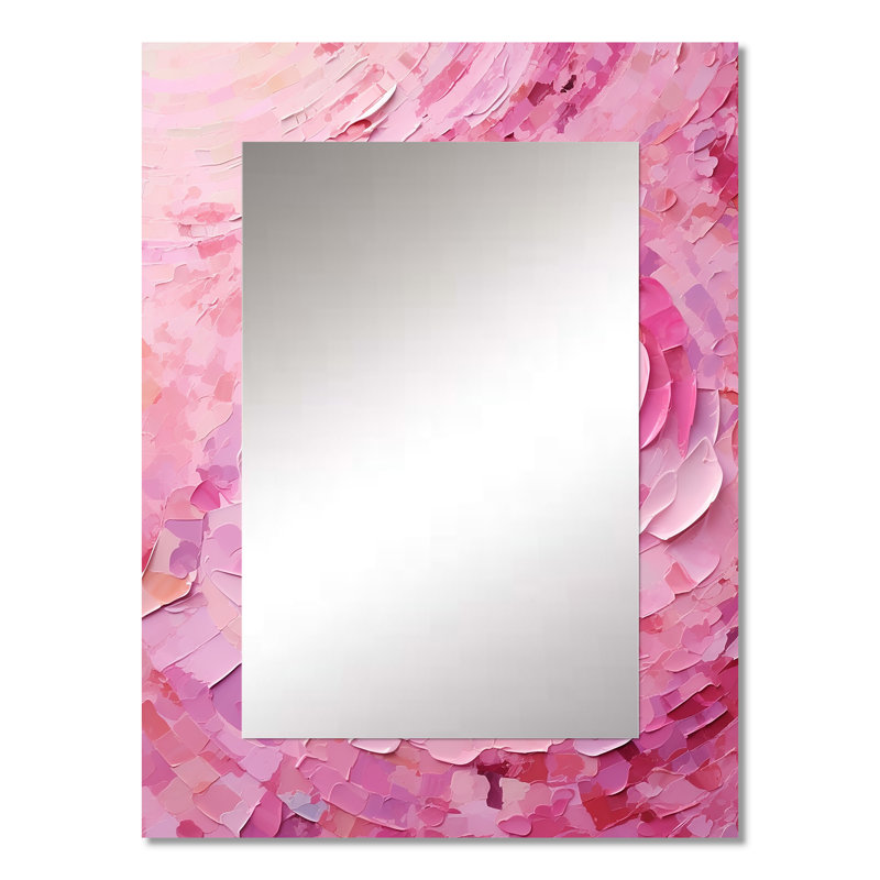 Pink Radiant Revolution Spiral - Abstract Spirals Decorative Wall Mirror, Modern Mirror, Printed Metal Art, 32" x 24"