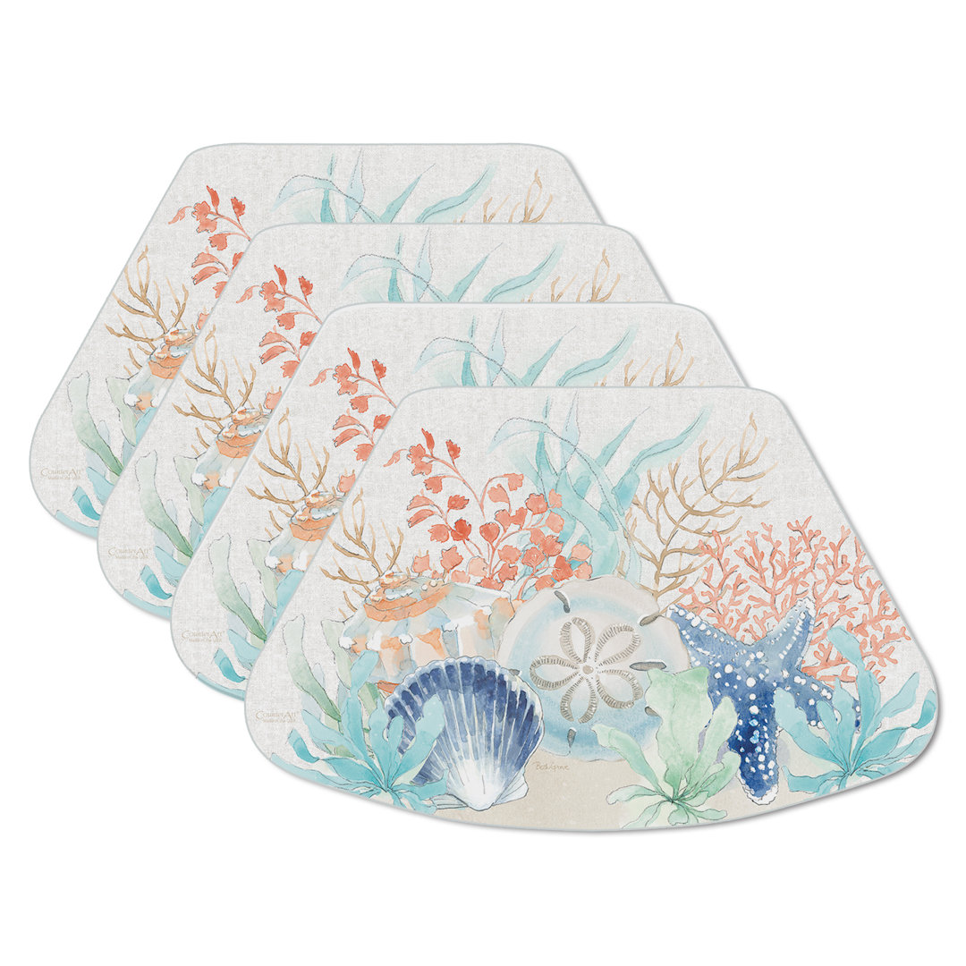 CounterArt Sea Life 4 Piece Reversible Placemats CounterArt