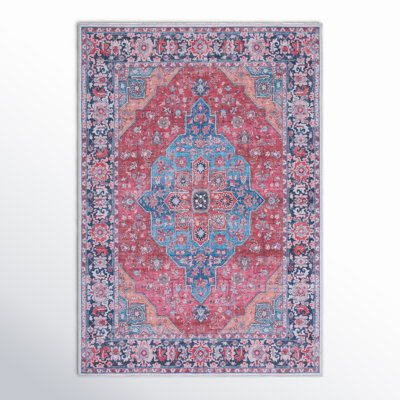 Kingsford Oriental Cotton Blue/Rust Area Rug