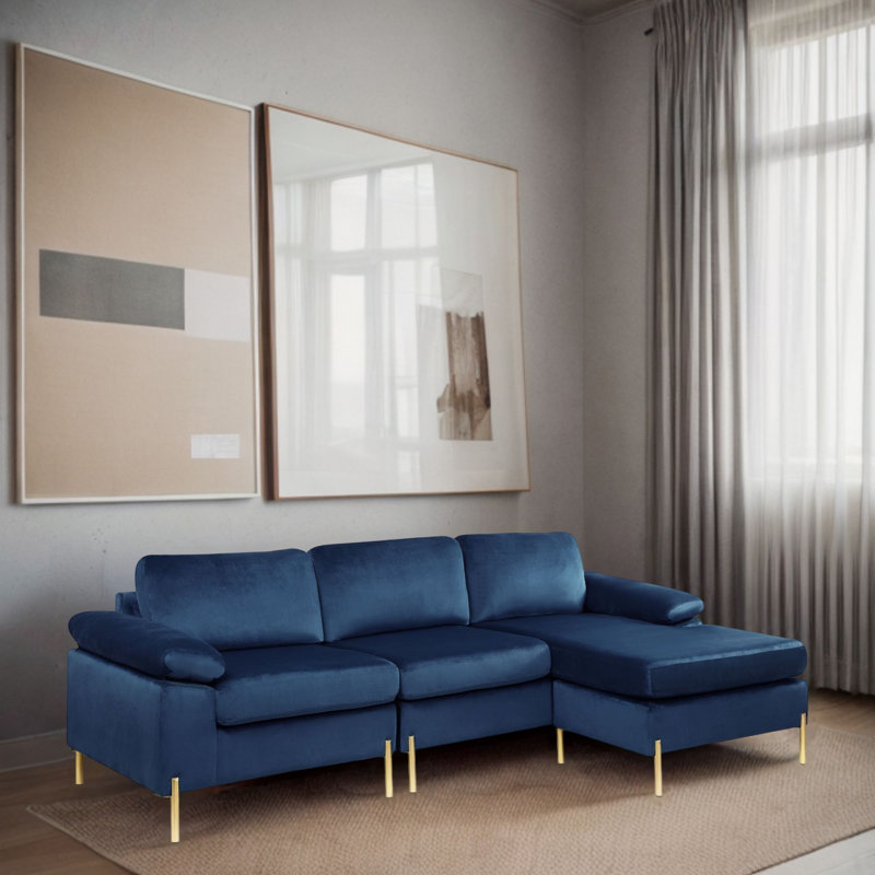 Seph Velvet Sectional, Blue Velvet