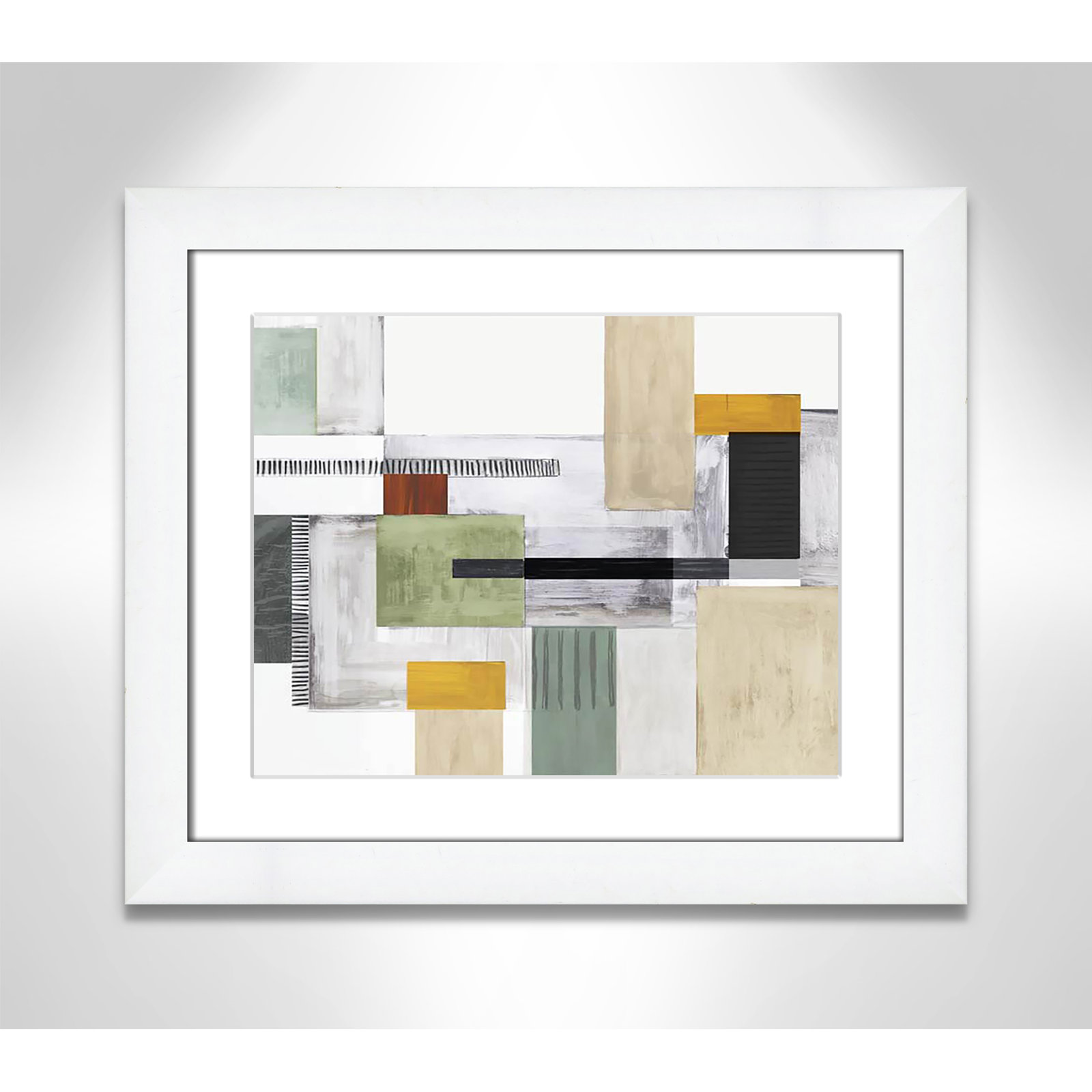 Playful Blocks by Tom Reeves, White, White Cube Picture Framed, 17.5" H x 20.5" W x 1.25" D