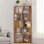 Bibliothèque de coin autoportante en forme de L à 6 niveaux pour le salon, la chambre à coucher, la bibliothèque en bois avec panneau anti-chute et dispositif anti-basculement, étagère de rangement ouverte pour le bureau à domicile