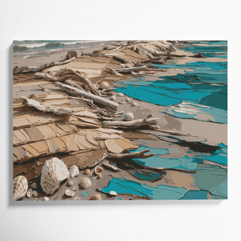 «Coastal Coastal Fragments», art mural sur toile grise, H 24 po x l 36 po