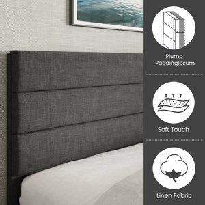 Latitude Run® Elison Platform Bed with Fabric Upholstered Headboard and ...