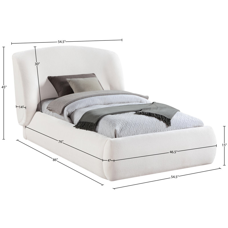 Lit tapissier Sandro, Simple, Tissu chenille crème