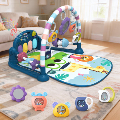 Tapis de jeu pour bébé Baby Gym, tapis de jeu amusant avec 5 jouets pour bébé