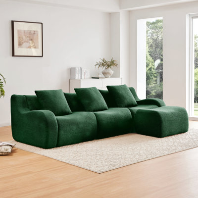 Canapé désossé, tissu en peluche de haute qualité à 3 places, conception antidérapante et accoudoirs incurvés sans assemblage