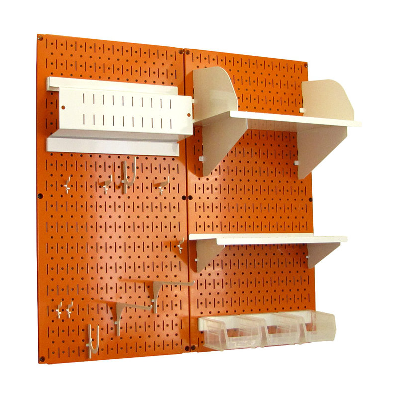 Ensemble de panneaux perforé de rangement pour accessoires de loisirs, Orange et blanc