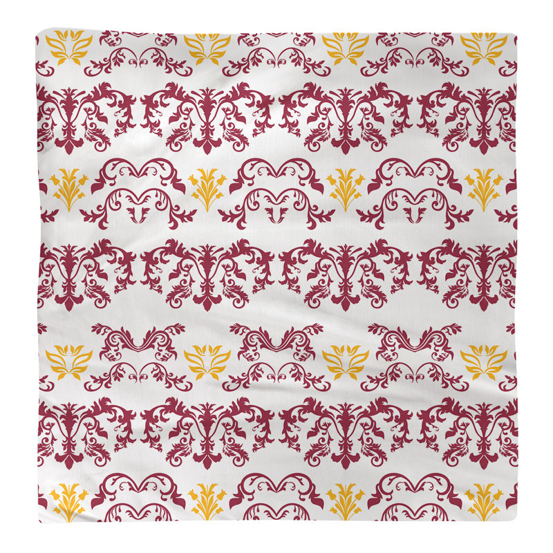 Damask Square Napkin, Red/White/Yellow, Polyester, 22" W x 22" L