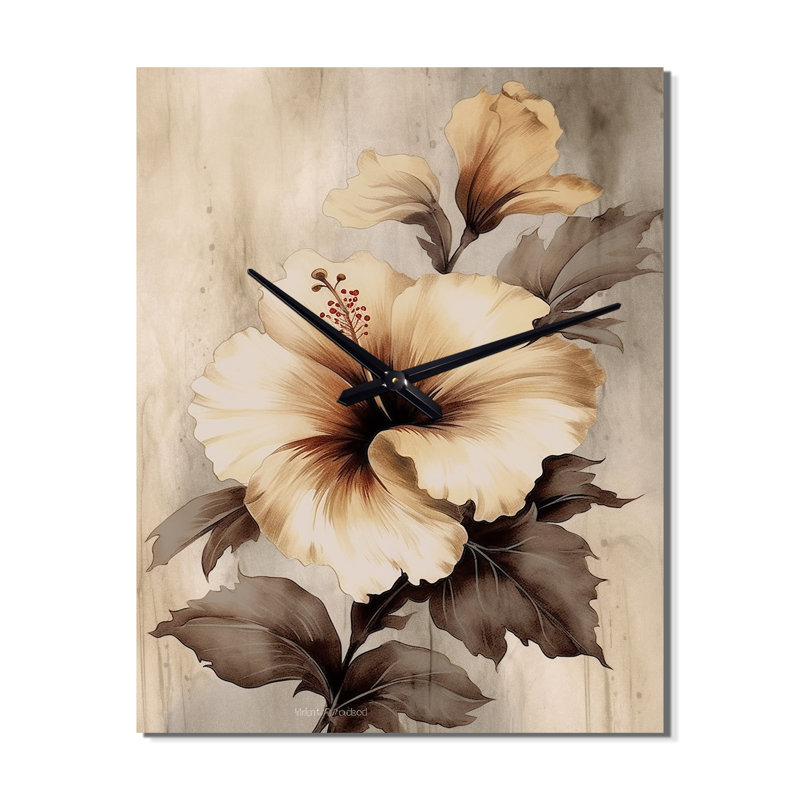 Horloge murale rétro Hibiscus II - Hibiscus, Moyen