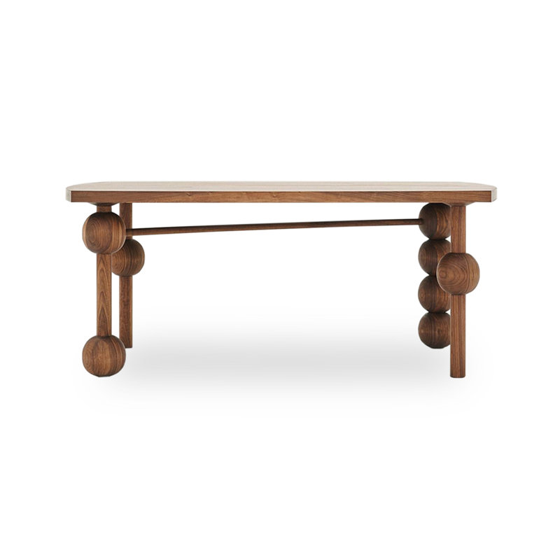 Table de salle à manger artistique rétro en bois massif de style rétro avec pieds de forme irrégulière