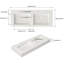 47 po x 19 po Lavabo double vasque de salle de bain à fixation murale / comptoir en surface solide avec trous de robinet en blanc mat