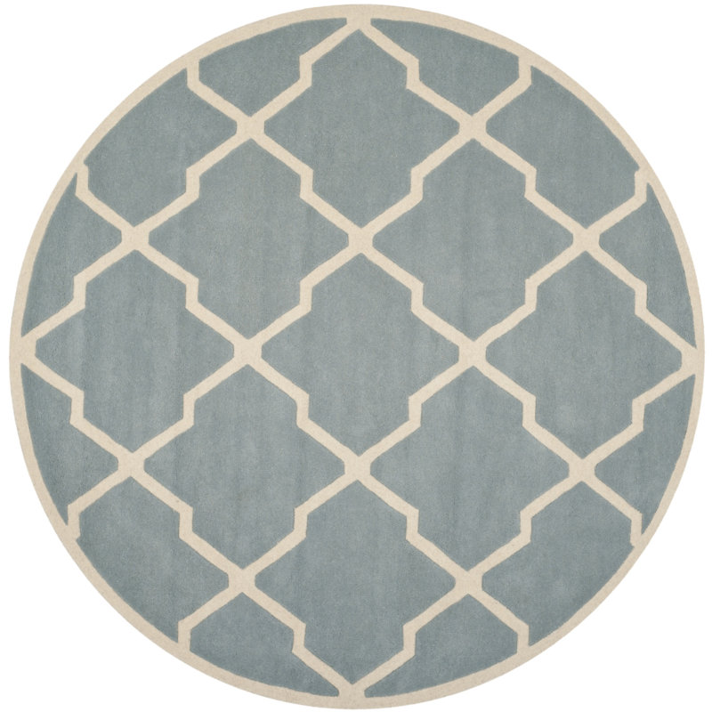 Osasere Hand Tufted Wool Geometric Rug, Round 5'