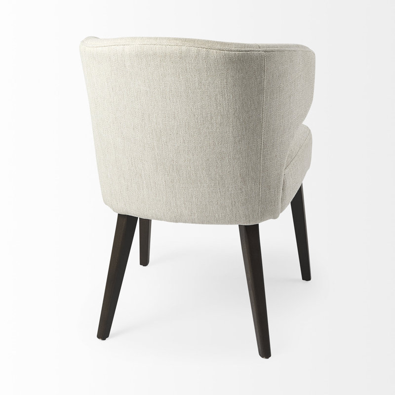 Niles Upholstered Dining Chair, Cream, Dark Brown