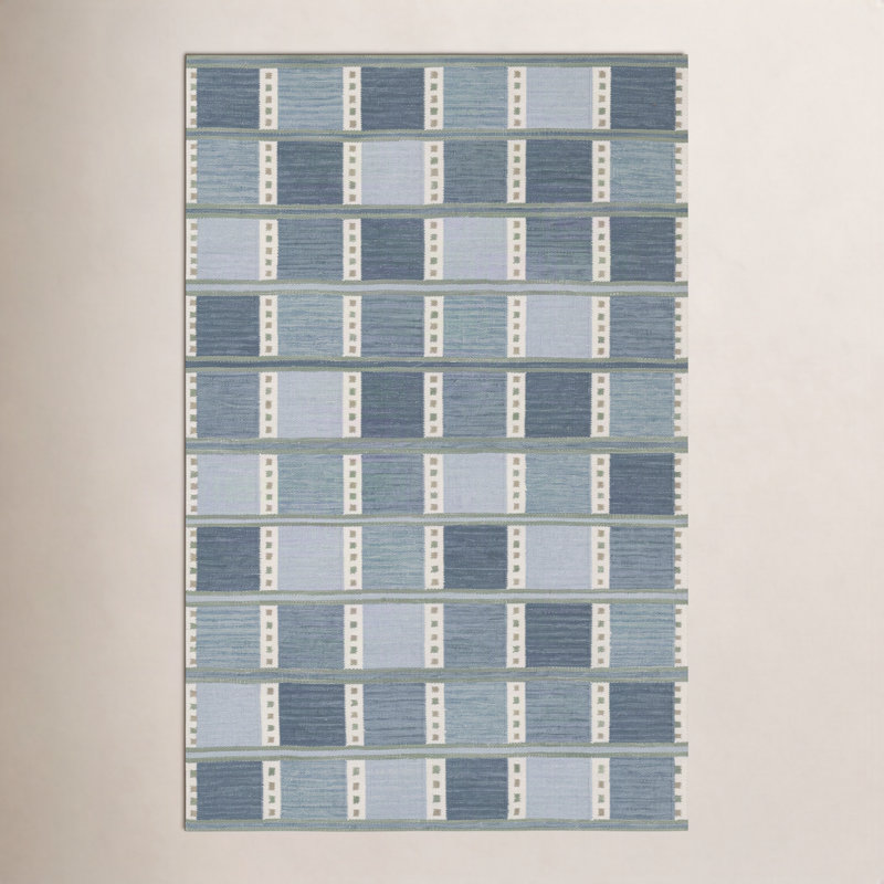 Tapis géométrique en laine et en coton tissé à la main Freya, Rectangle de 5 pi x 8 pi